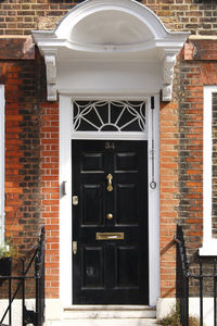 Closed door of building