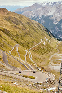 High angle view of mountain road