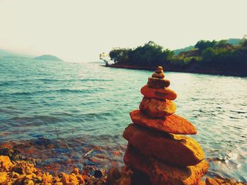 Stack of pebbles on beach