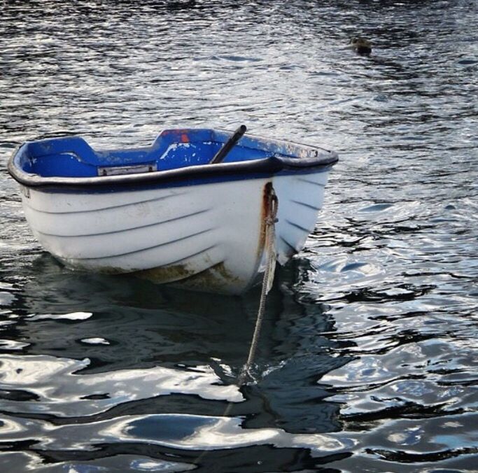 nautical vessel, boat, water, transportation, moored, mode of transport, lake, rowboat, tranquility, rippled, nature, sea, day, waterfront, tranquil scene, outdoors, no people, reflection, high angle view, travel