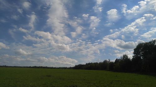 Scenic view of landscape against cloudy sky