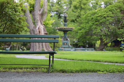 Empty bench in park