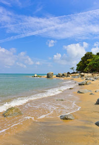 Scenic view of beach against sky