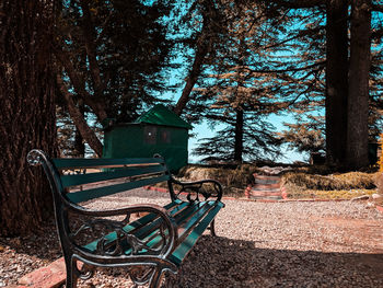 Empty bench in park