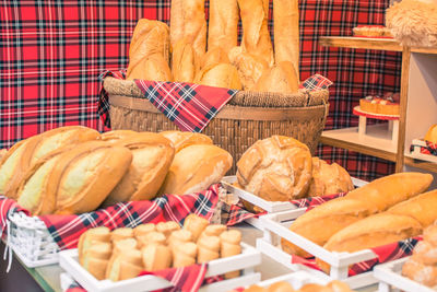 Close-up of breads in basket