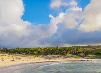 Scenic view of beach against sky