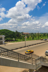 High angle view of road against sky