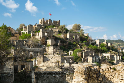 View of the abandoned city next to kayakoy. karmilissos abandoned ghost town in fethiye - turkey, 