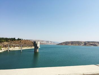 View of calm sea against clear sky