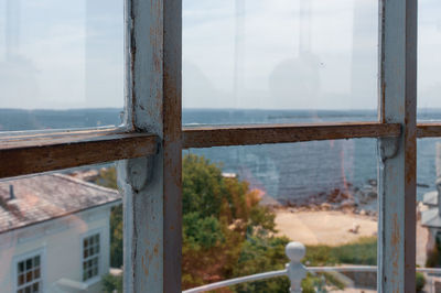 Close-up of window by building