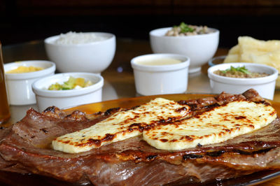 Close-up of food in plate on table