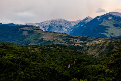 Scenic view of mountains against sky