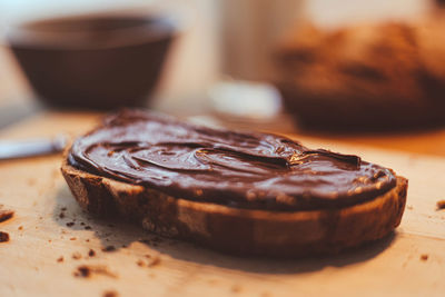 Close-up of coin on table