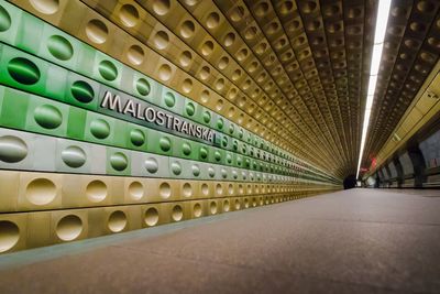 Illuminated lights at subway station