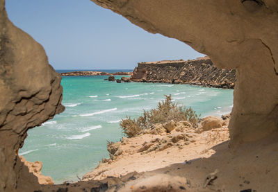 Scenic view of sea against clear sky