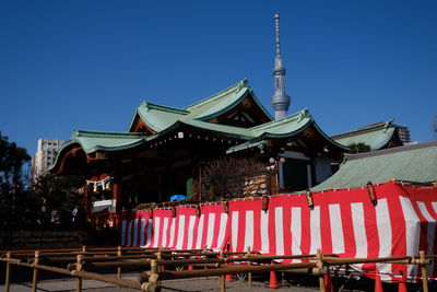 Traditional building against clear blue sky