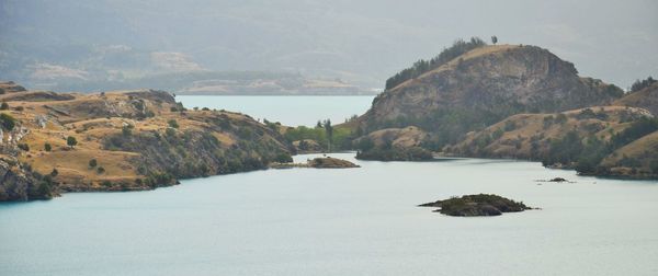 Scenic view of sea and mountains