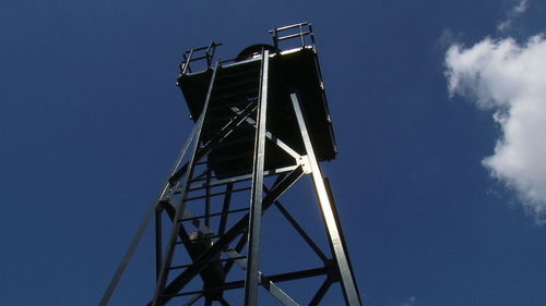 Low angle view of building against blue sky