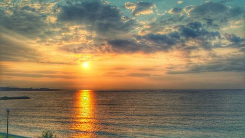 Scenic view of sea at sunset