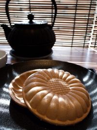 High angle view of dessert in plate