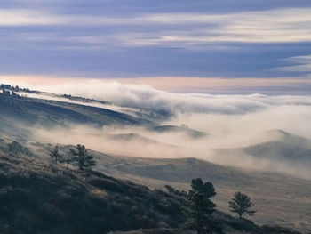 Scenic view of landscape against cloudy sky