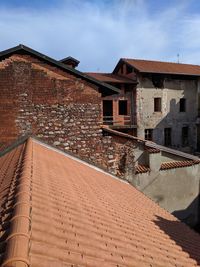 Low angle view of old building against sky