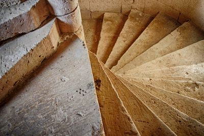 High angle view of abandoned staircase