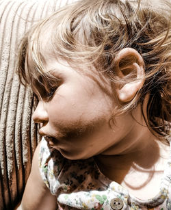 Close-up of cute sleeping girl 