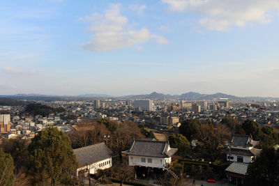 High angle view of townscape against sky