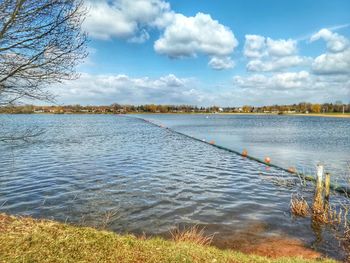 Scenic view of lake against sky