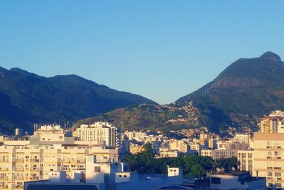 High angle view of town in mountains