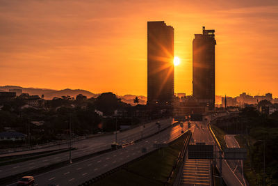 View of buildings against sky during sunset