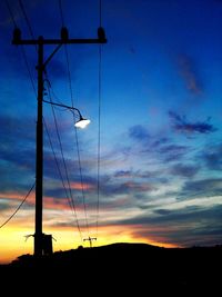 Low angle view of silhouette landscape against sky at sunset