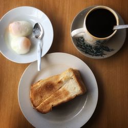 Close-up of breakfast served on table