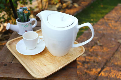 Close-up of teapot on table