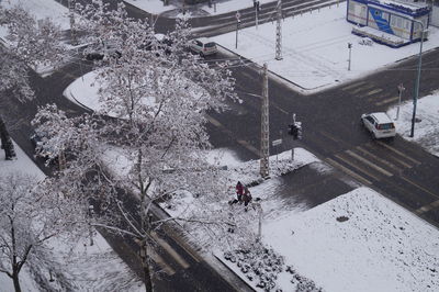 High angle view of ski lift during winter