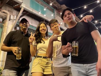 Group of people in a drinking glass