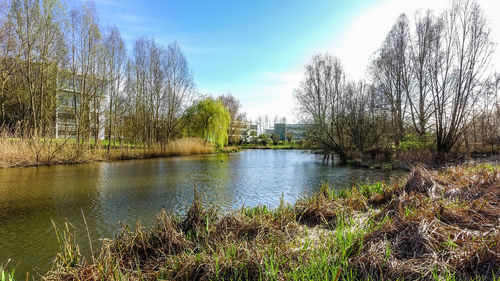 Scenic view of lake against sky