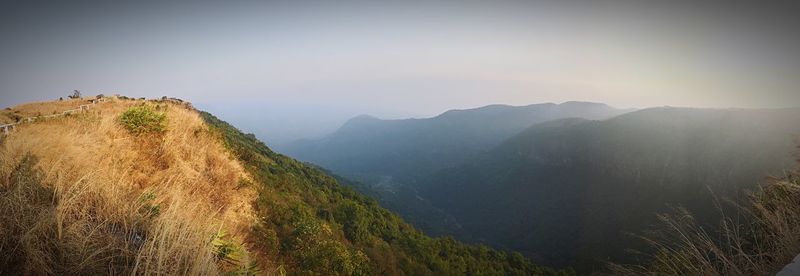 Panoramic view of mountains against sky