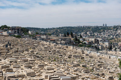 Graveyards in the jewish cemetery on the mount of olives. jerusalem, israel