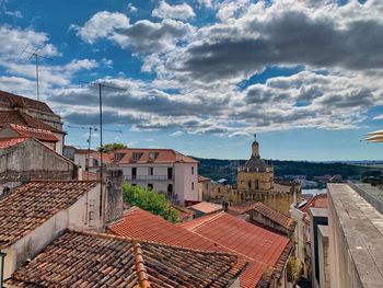 High angle view of buildings in city