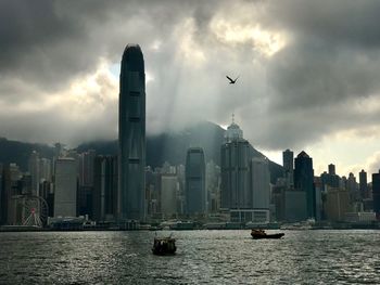 Sea and buildings in a city