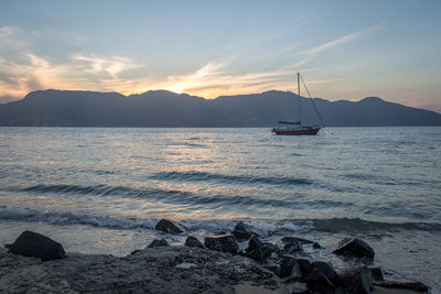 Scenic view of sea against sky during sunset