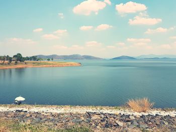 Scenic view of lake against sky