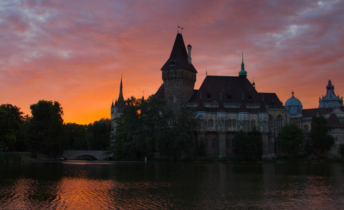 Building against sky during sunset