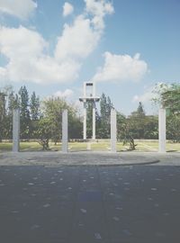 View of built structure against blue sky