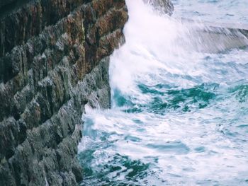 Close-up of waterfall in sea