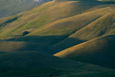 High angle view of land against sky