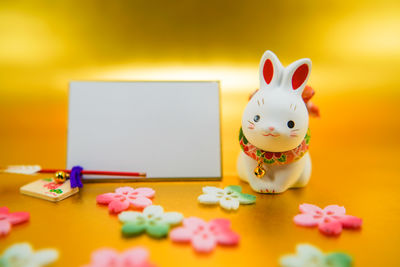 Close-up of christmas decoration on table