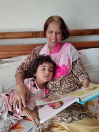 Portrait of smiling girl at home